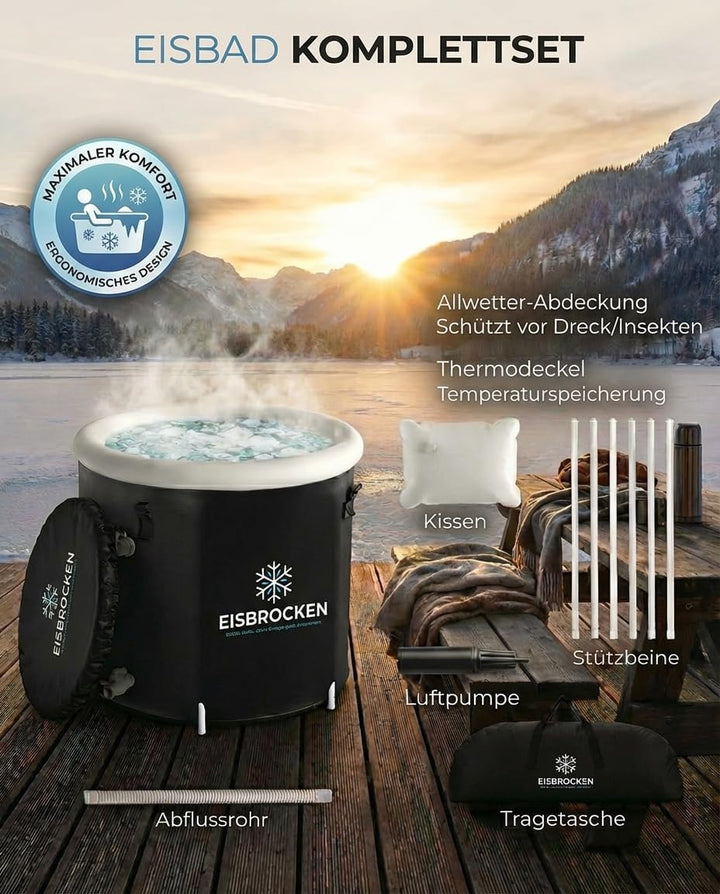Das Original Eisbaden Tonne, Faltbare Eistonne 80 cm Ø mit 5 Schicht Isolierung für Sport, Regenerat