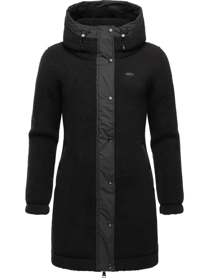 Ragwear Damen Fleecejacke Kurze Teddyfleece-Jacke warm mit Kapuze Cousy XS-6XL 3XL Schwarz, 3XL Schw