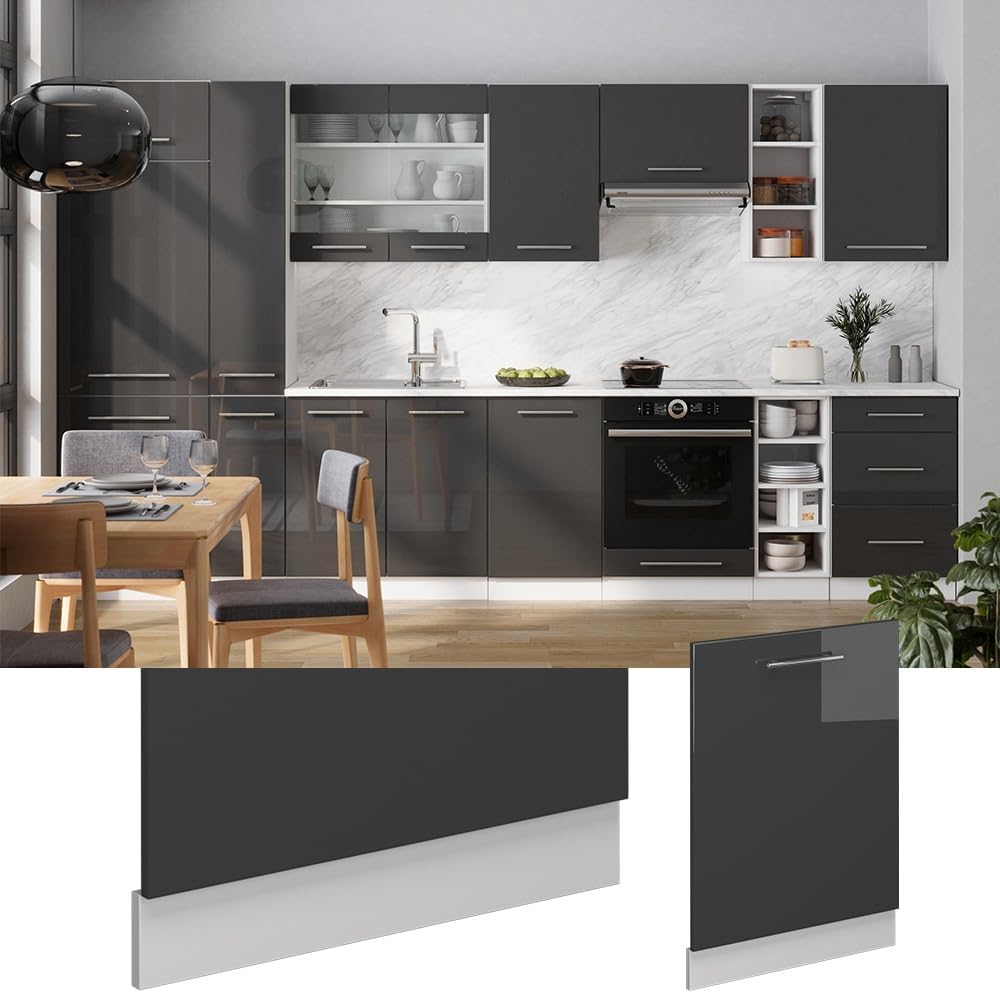 Vicco Geschirrspülblende Fame-Line, Anthrazit Hochglanz, 60 cm ohne Arbeitsplatte, Anthrazit Hochgla