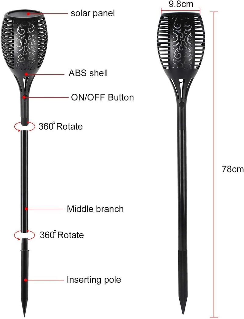 kefflum 6x Solar Flammenlicht,Solarleuchten für aussen Solar Gartenleuchten 96 Led Solarlampe Solar