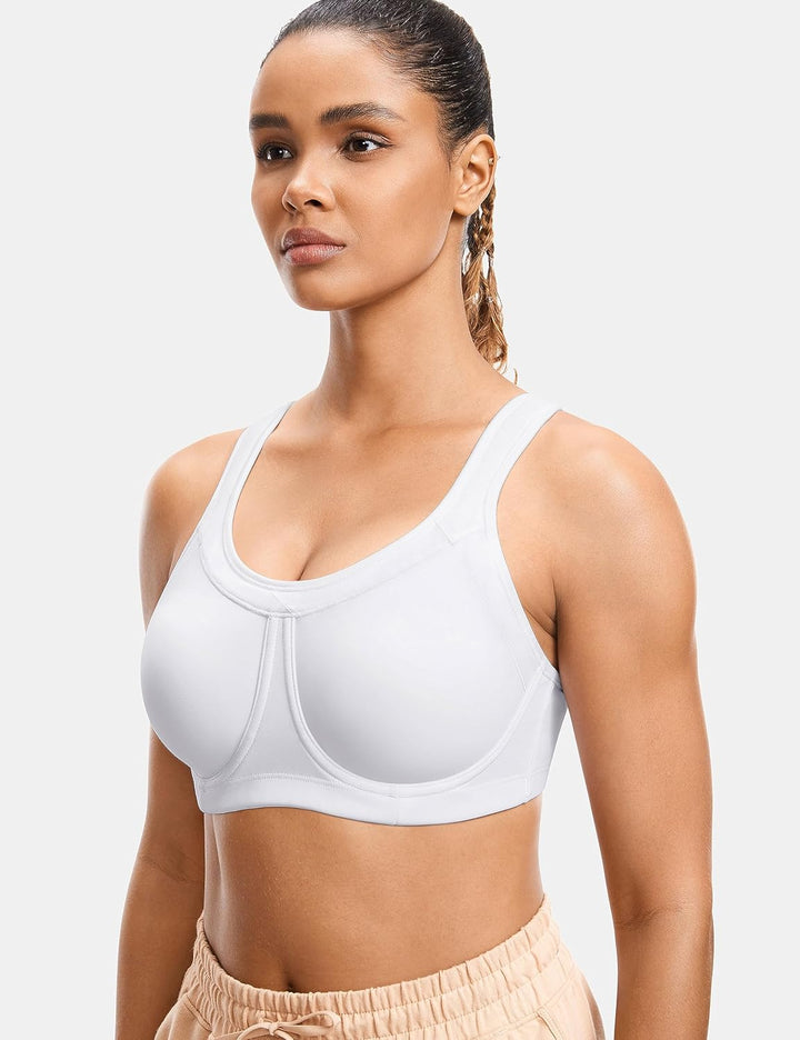 SYROKAN Damen Sport BH Bügel Starker Halt Grosse Brüste BHS mit Abnehmbaren Cups und Gepolsterten Tr