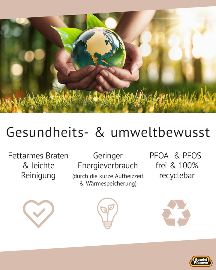 Original Gundel GUSS-BRATPFANNE INDUKTION (Hoch), Ø 28cm, H 7,5 cm, Hochrandpfanne Aluguss mit BIOTA