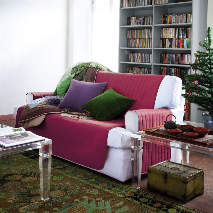 Caleffi Sofaüberwurf für 2-Sitzer, zweifarbig, Bordeaux, aus Baumwolle, 78212 Bordeaux 2 Sitze, Bord