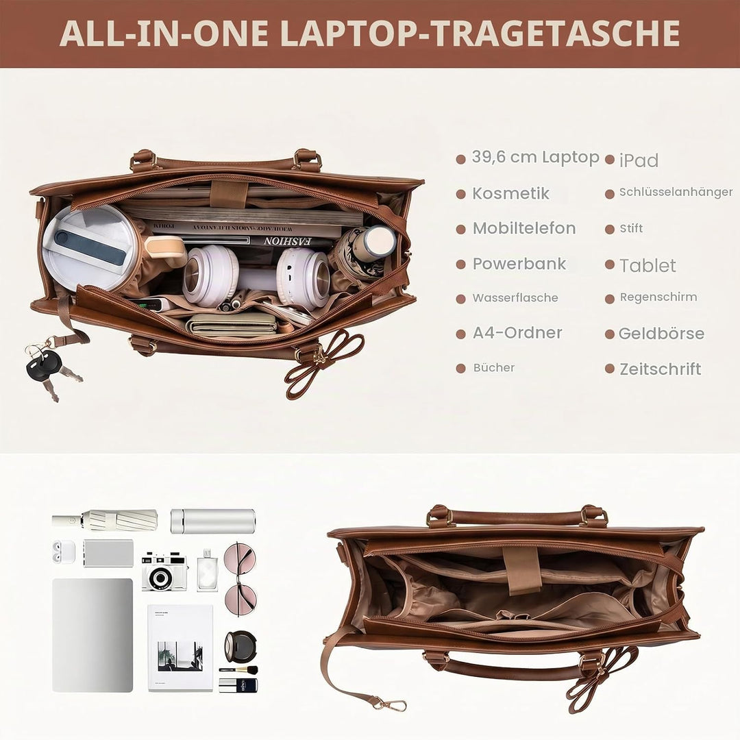 LOVEVOOK Handtasche Damen Gross, 15,6 Zoll Laptoptasche Arbeitstasche Elegant Uni Tasche Schultasche