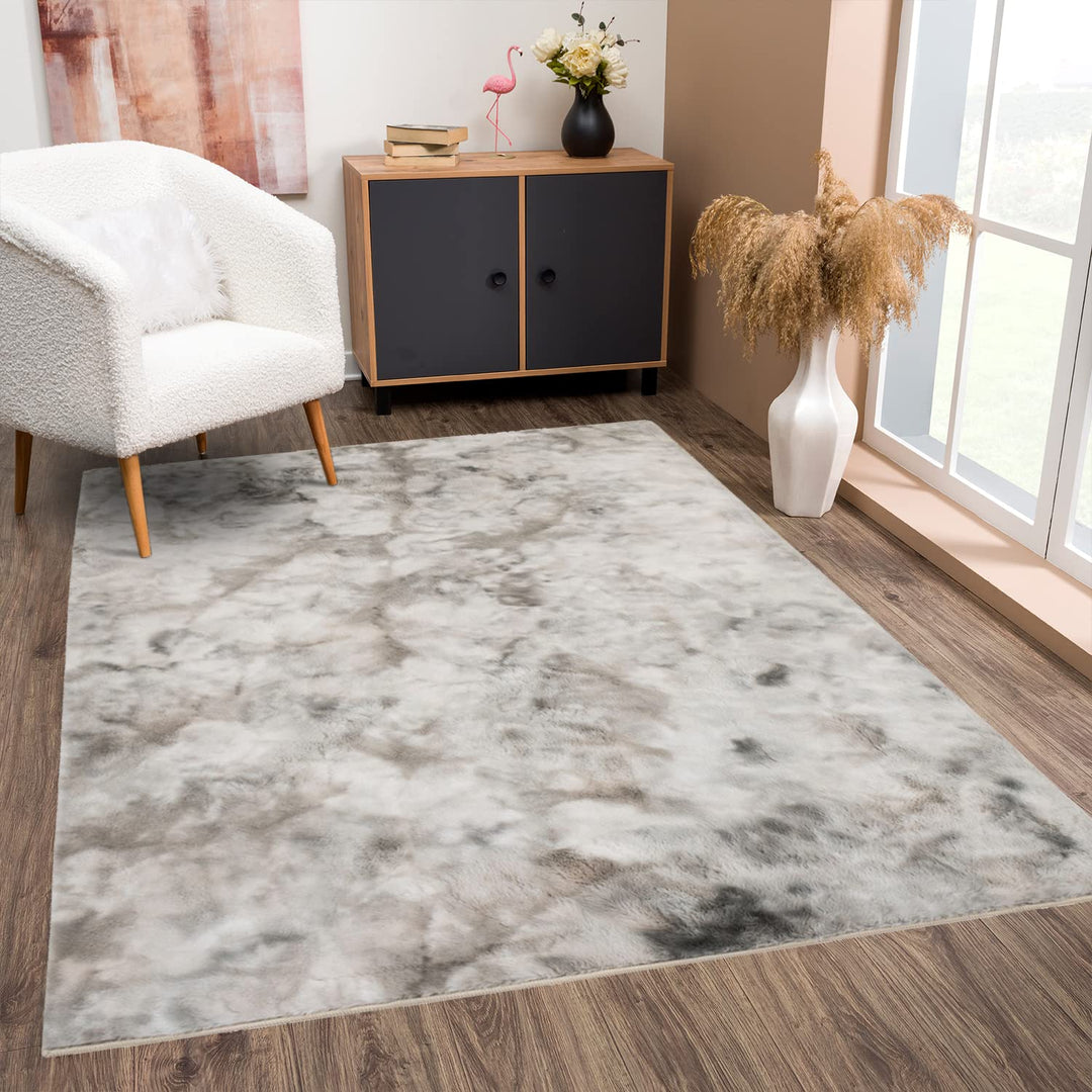 payé Teppich Wohnzimmer Hochflor - Beige - 120x170cm - Kuschelig Super Soft Weich Touch - Schlafzimm