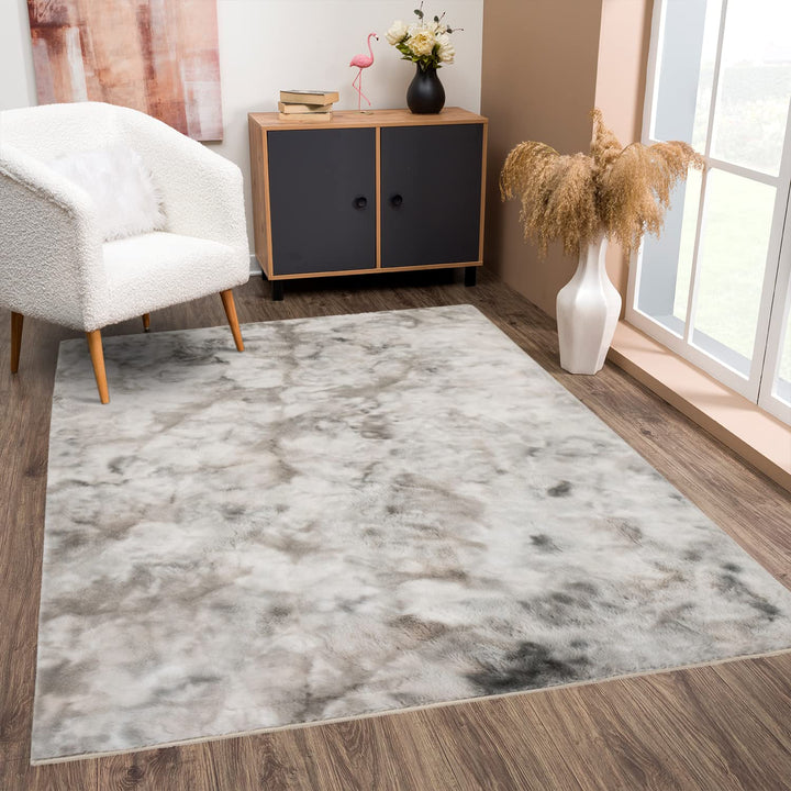 payé Teppich Wohnzimmer Hochflor - Beige - 120x170cm - Kuschelig Super Soft Weich Touch - Schlafzimm