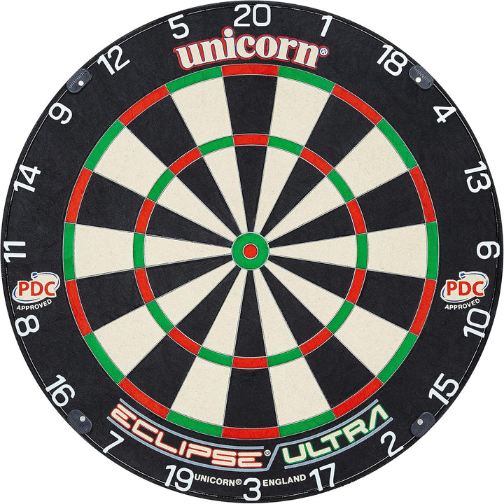 Unicorn Solar Flare Dartboard Surround mit integrierter Beleuchtung Bundle mit Bristle Dartscheibe,