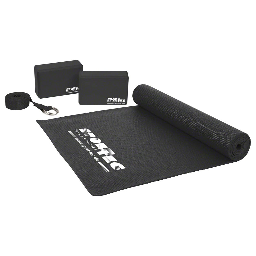 Yoga Starter Set, Matte, Block, Gurt, Pilates, Gymnastik, Fitness, Stretch, Balance, Sport, 4-TLG