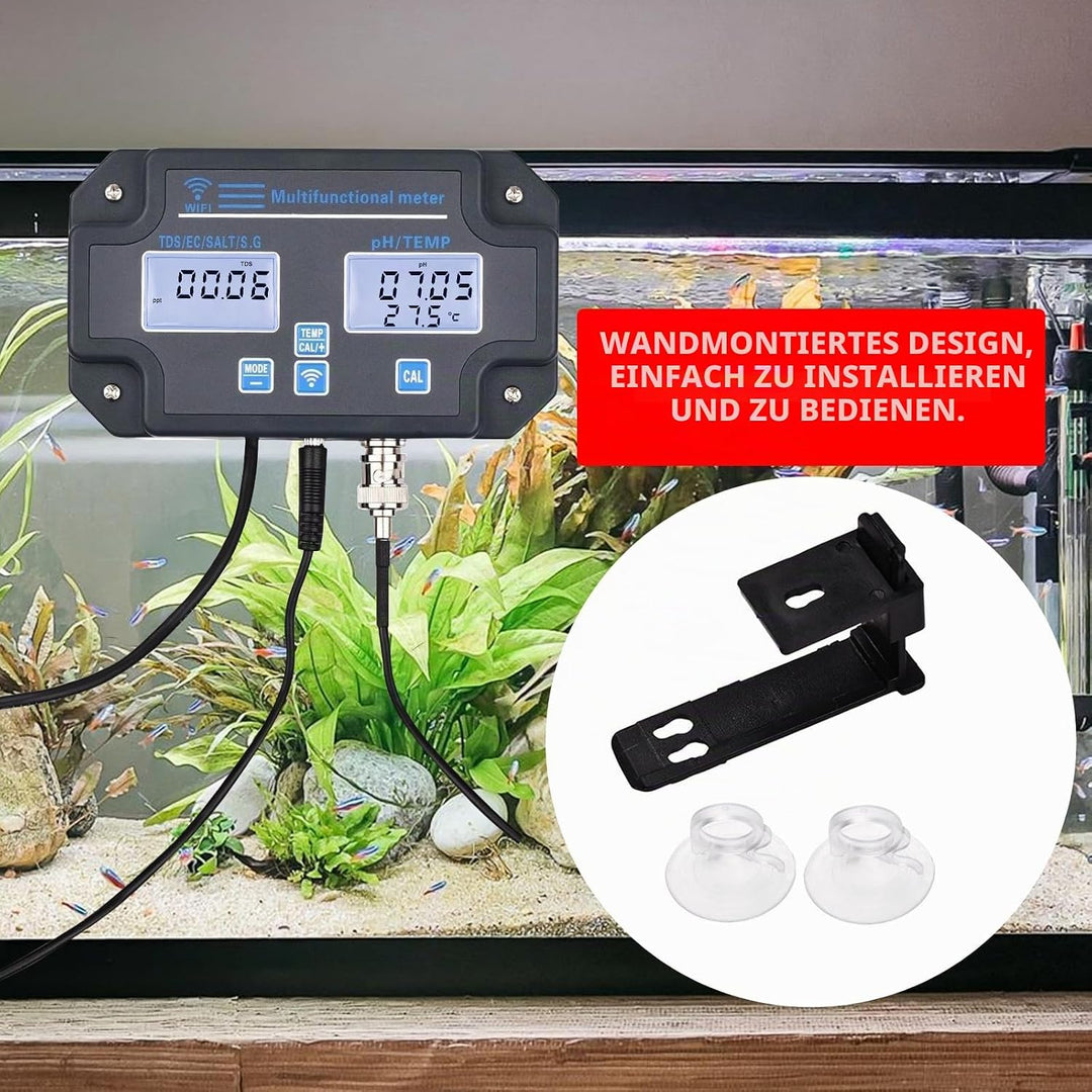 DANOPLUS Smart Water Quality Tester, 24 Stunden drahtlose App-Überwachung von pH EC TDS Salzgehalt S
