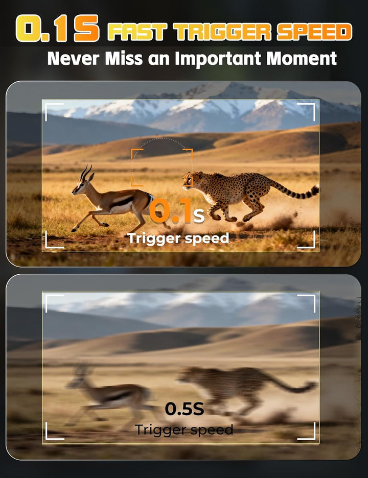 Wildkamera, Video 4K H.264 60MP mit 10000mAh Akku
