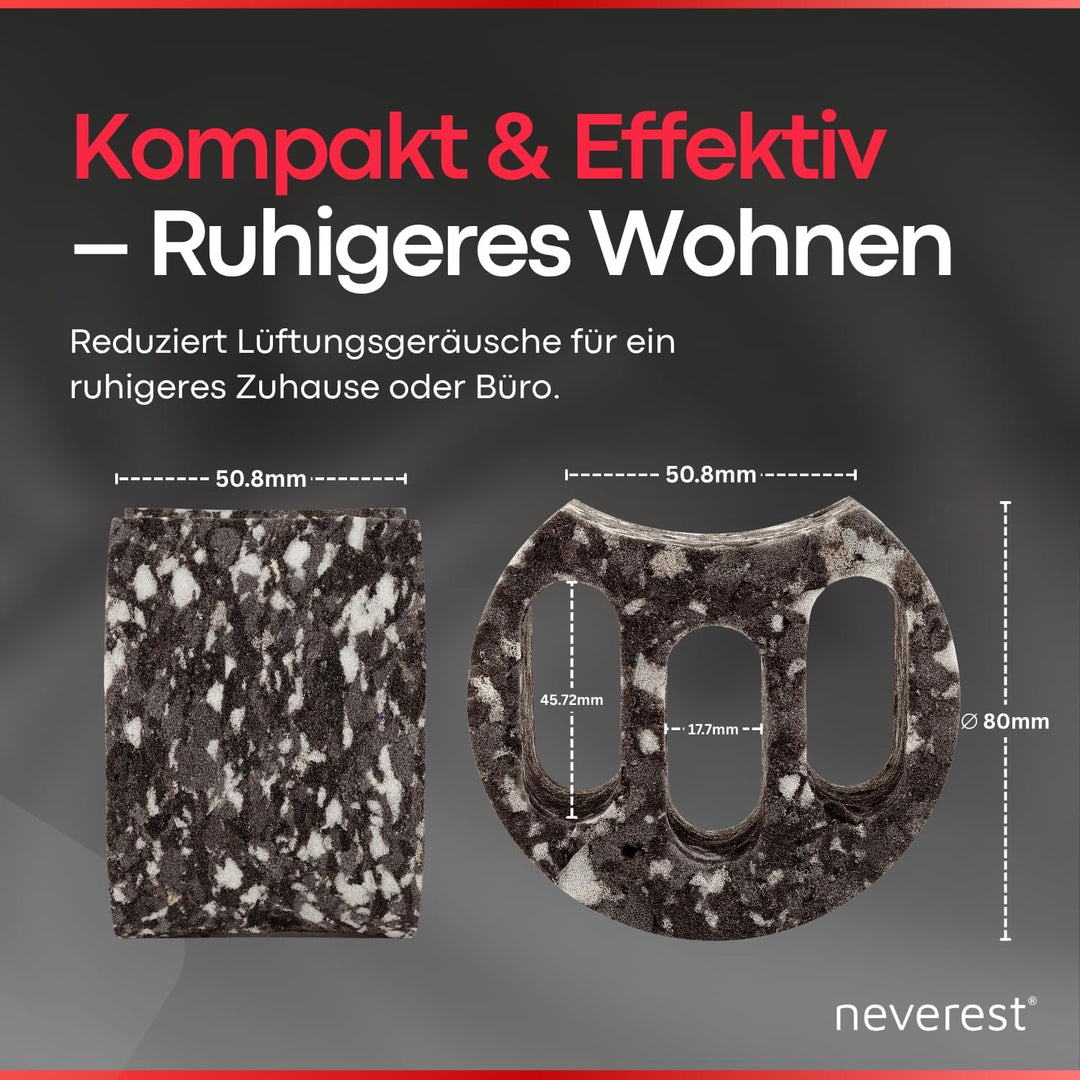 neverest® ESD Schalldämmelement 80 mm Einschub Rohrschalldämpfer für Runde Lüftungsrohre Reduziert G