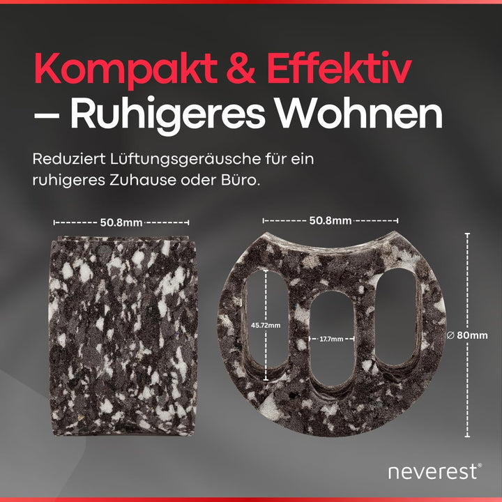 neverest® ESD Schalldämmelement 80 mm Einschub Rohrschalldämpfer für Runde Lüftungsrohre Reduziert G