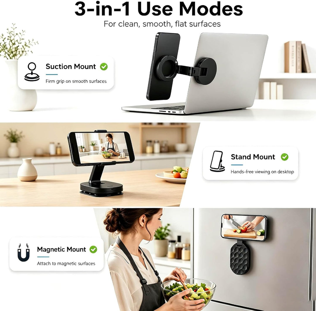 Handyhalterung 18 Saugnäpfe, 3 in 1 Magnetisch &amp; Standfuss
