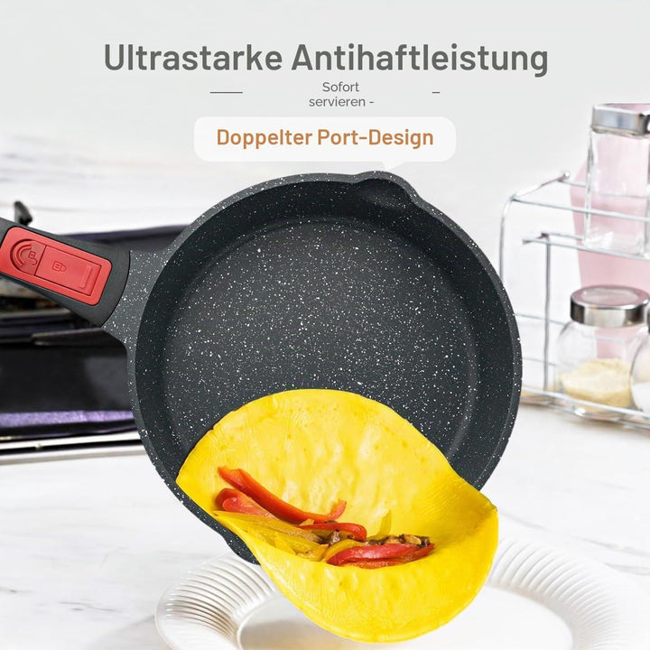 Bratpfanne 20cm, Antihaft Beschichtung Pfanne mit abnehmbarem Griff, PFOA Freie, kompatibel mit alle
