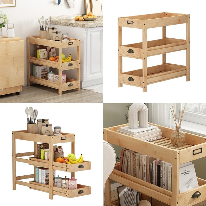 Vicco Aufbewahrungsregal Legum, Stauraumregal, Bambus, 66 x 66 cm mit 3 Ablagen Braun mit 3 Ablagen,