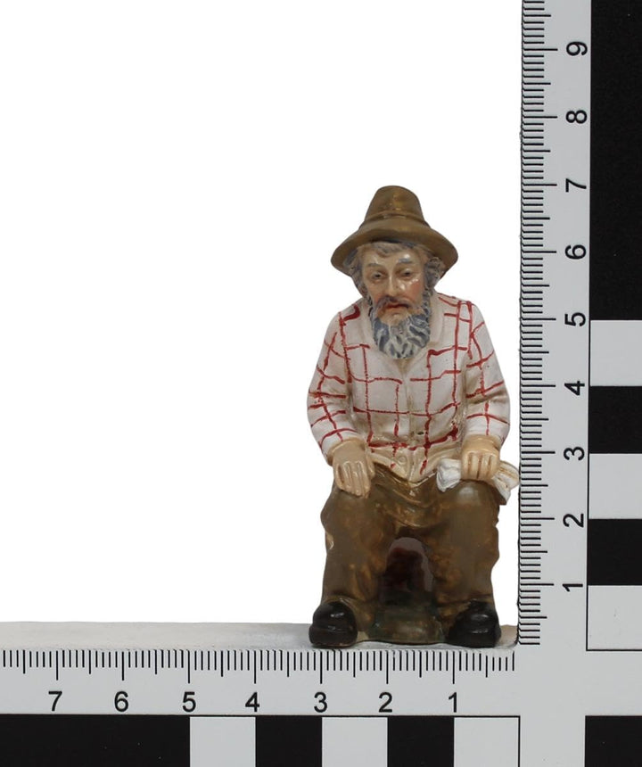 ZICOM Krippenfigur Miniaturfigur Cagones, der Schisser, Hirte mit Hut hockend Höhe 7cm handbemalt Po