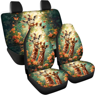 chaqlin Tier-Giraffen-Autositzbezüge für Damen komplettes Set, Autositzschoner für Auto,Van, SUV Rüc