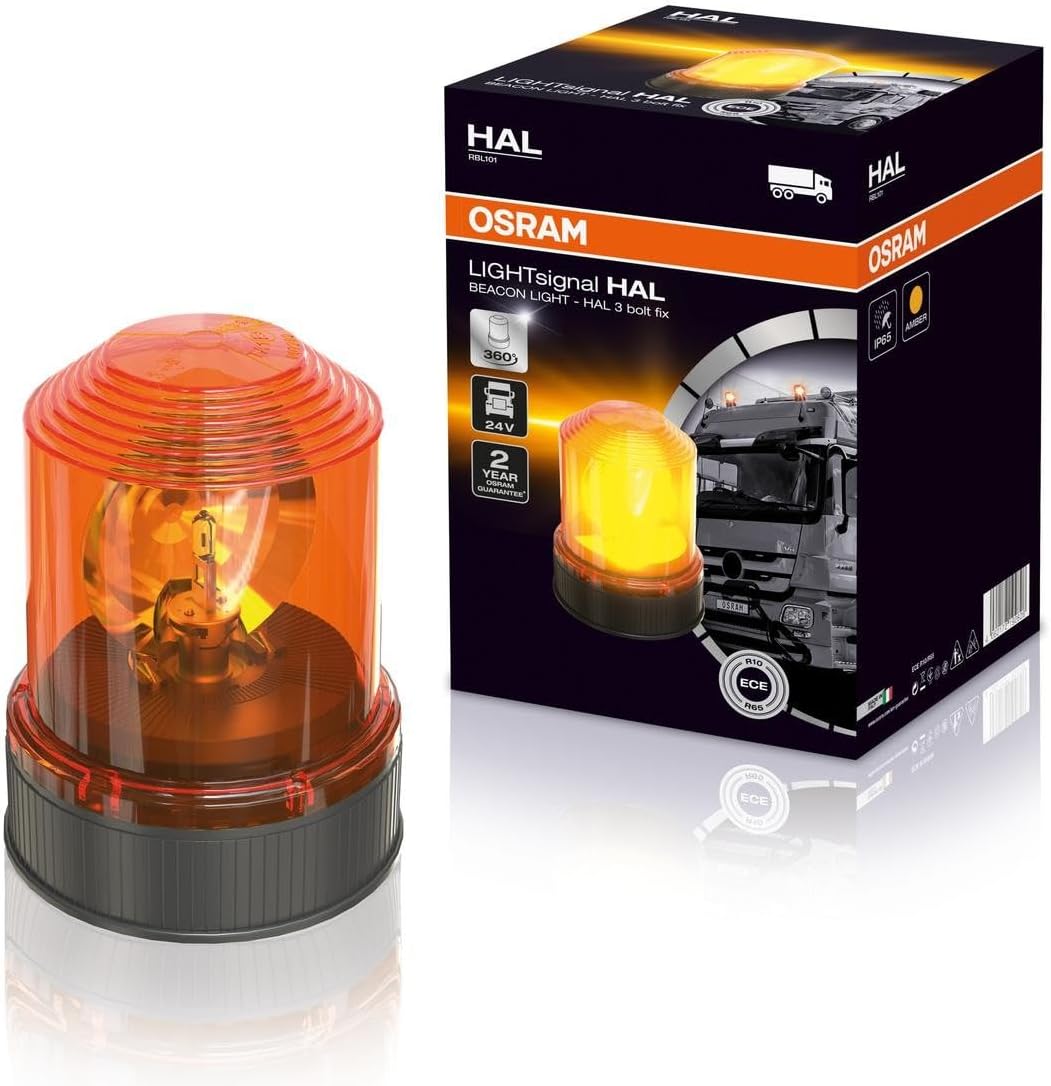OSRAM LIGHTsignal HALOGEN BEACON LIGHT, Rundumleuchte 360°, gelbe Blinkleuchte, strassenzugelassene