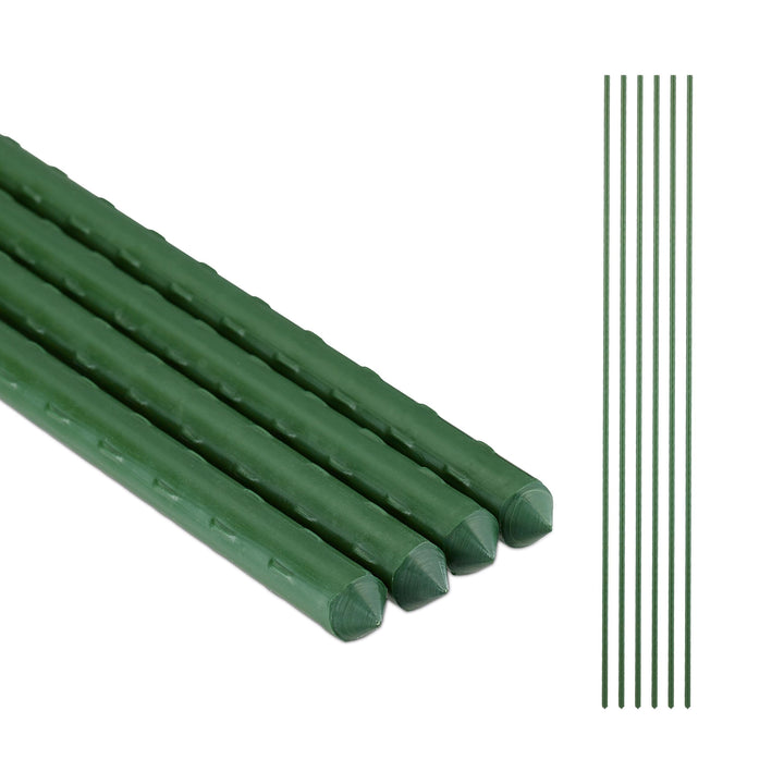 Relaxdays Pflanzstäbe, 10er Set, 100 cm, Ø 10 mm, kunststoffummantelter Stahl, Rankhilfe für Pflanze