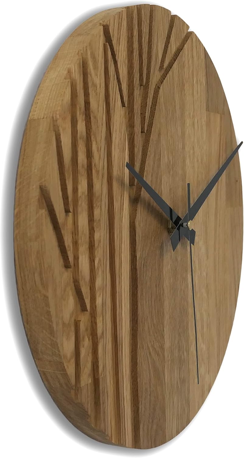 SENTOP Wanduhr aus Holz, Wanduhr aus Eiche, Moderne Wanduhr, Heimdekoration, Wanduhr aus echtem Eich