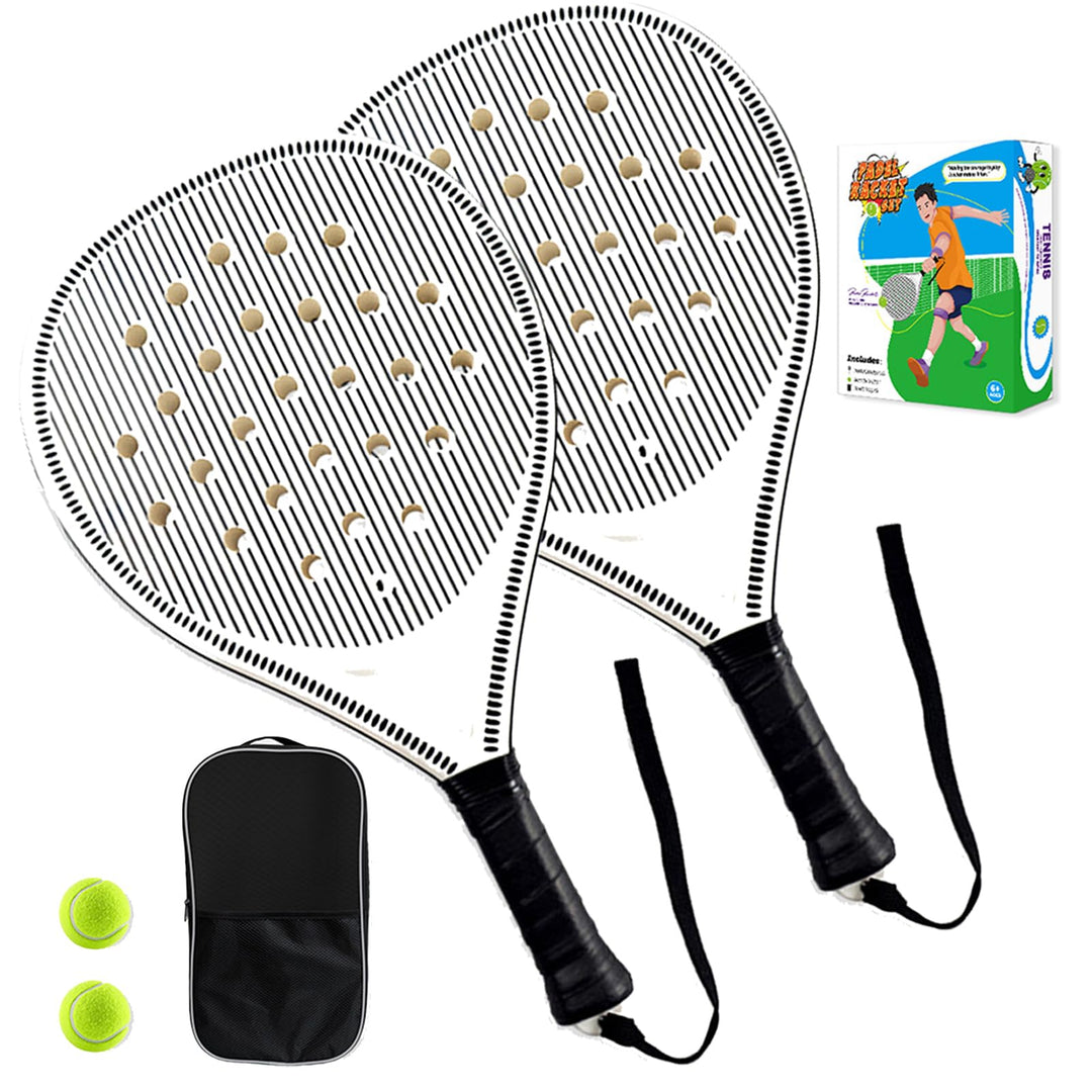 Padel Tennis Schläger – Komplettset für Anfänger – ABS-Rahmen mit Löcher-Netz für optimale Stossdämp