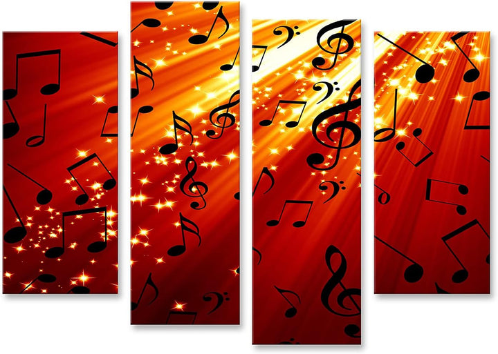 islandburner Bild auf Leinwand Musiknoten Auf Rotem Hintergrund Mit Hellen Strahlen Bilder Wandbilde