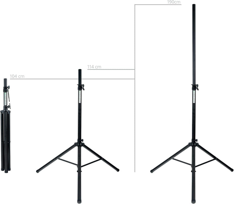 Pronomic SPS-1S Eco-Set - 2 Boxenstative aus Stahl, ausziehbar von ca. 120-193 cm, Belastbarkeit: ma