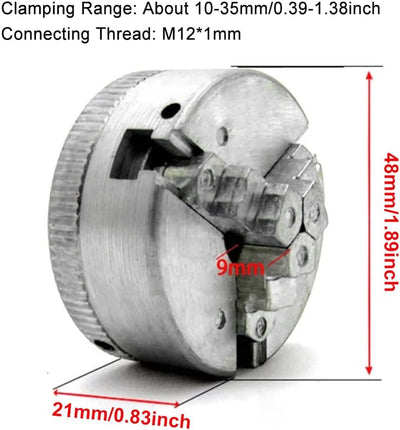 Spannfutter Drechselbank, Zinklegierung Mini Drehmaschine Dreibackenfutter M12 * 1 Bohrfutter Handbo