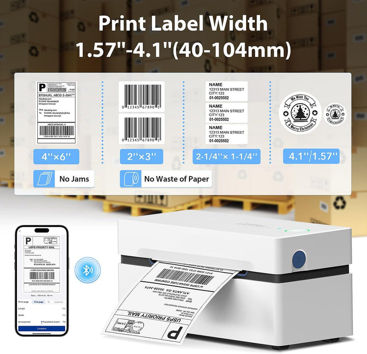 Callstel Mini-Drucker für Handy: Etiketten-Thermodrucker mit 550 Etiketten 100x150mm, 203 DPI, BT, A
