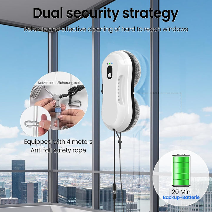 Fensterputzroboter,5600Pa Elektrischer Fensterreiniger,Fensterroboter mit Fernbedienung und Kantener
