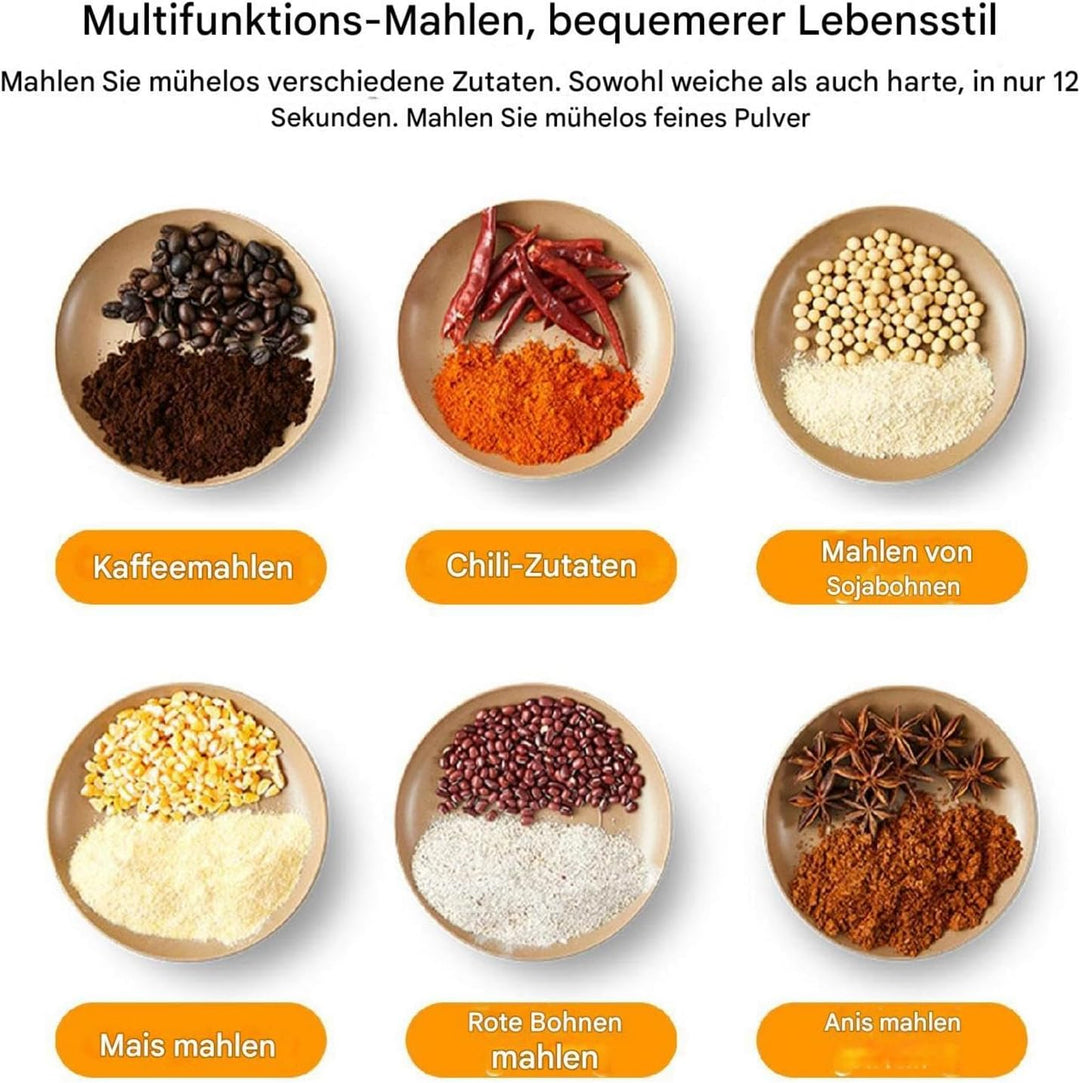 Getreidemühle, kleine für die Küche | Edelstahl-Pulvermühle für Zuhause, elektrische Gewürzmühle,Zer