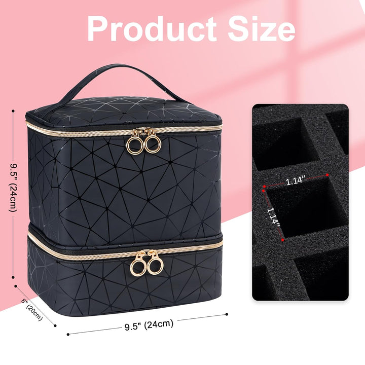 Uross Nagellack Organizer für 30 Nagellackflaschen und 1 LED-Nagellampe, Nagellack Aufbewahrung Tasc