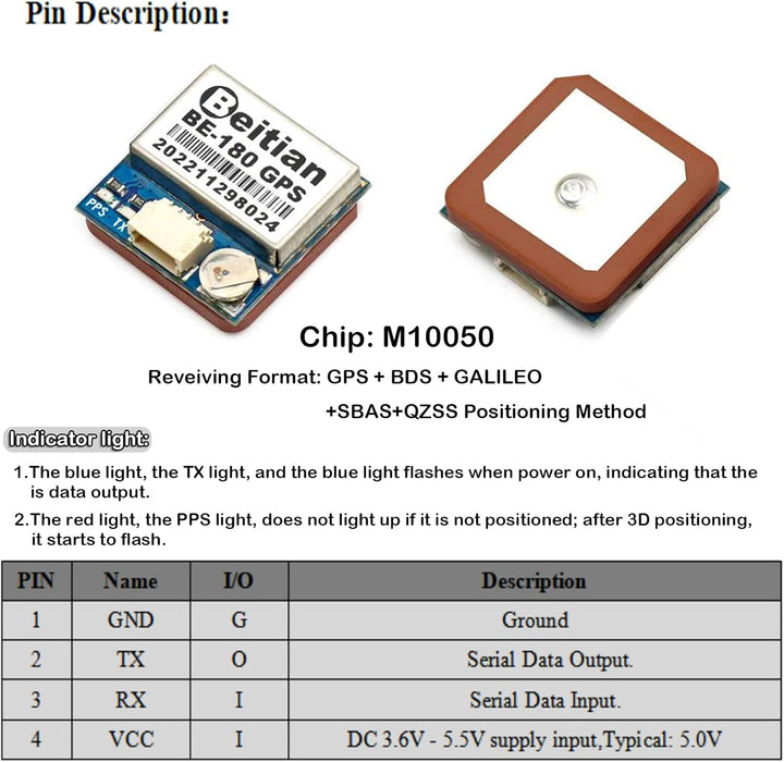 Geekstory BE-180 GPS Module Beidou GPS AntennaTTL Level 38400bps for Arduino Raspberry Pi Aircraft P