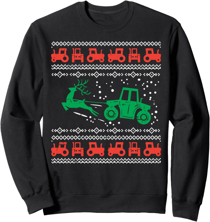 Farm Tractor Reindeer Fun Ugly Christmas Sweater Farmer Gift Sweatshirt