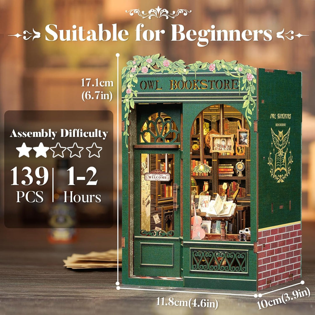 CUTEBEE Book Nook Kit - DIY Miniature House,Puppenhaus Miniatur Haus Selber Baue Bausatz mit Staubsc