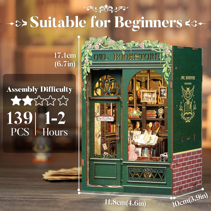 CUTEBEE Book Nook Kit - DIY Miniature House,Puppenhaus Miniatur Haus Selber Baue Bausatz mit Staubsc