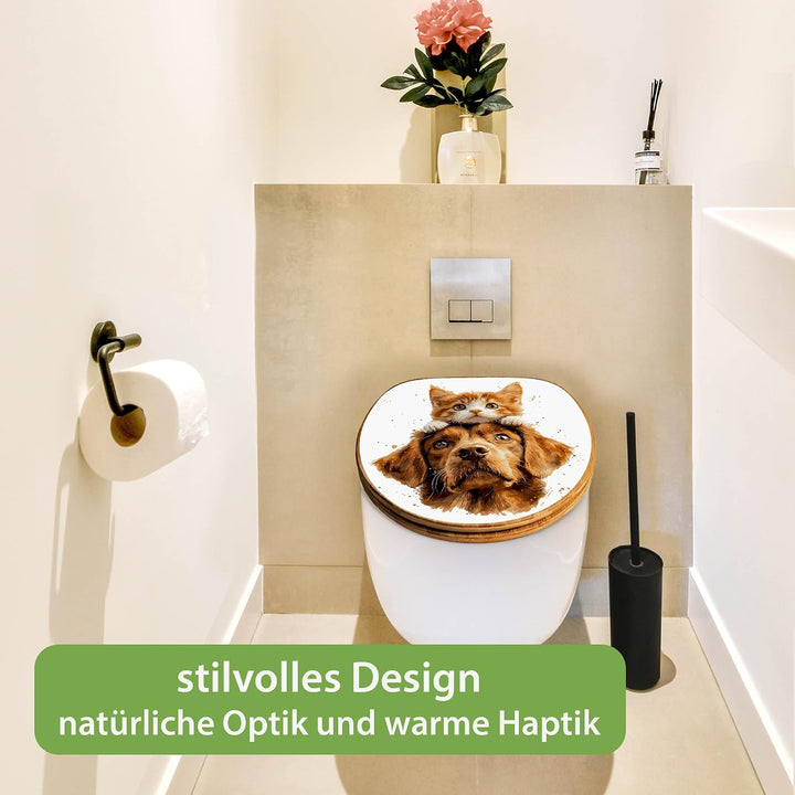 banjado Design WC Sitz Bambus Absenkautomatik 45,8x37,5cm - Toilettendeckel mit Absenkautomatik Holz