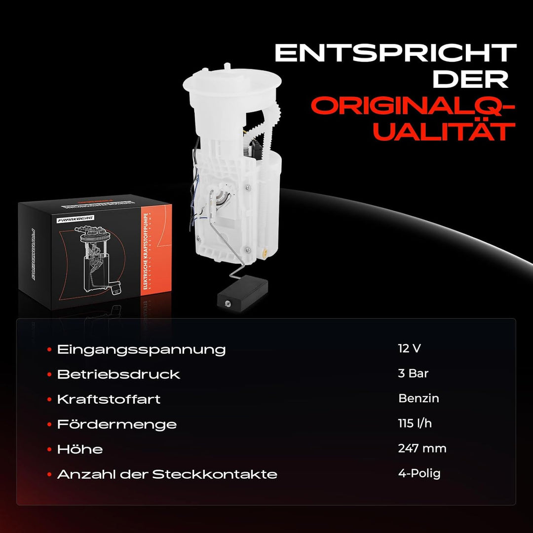Frankberg Kraftstoffpumpe Benzinpumpe Kraftstoff-Fördereinheit Modul Satz ohne Drucksensor 4-Polig K