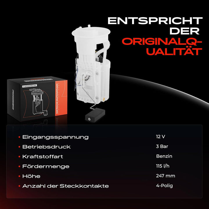Frankberg Kraftstoffpumpe Benzinpumpe Kraftstoff-Fördereinheit Modul Satz ohne Drucksensor 4-Polig K