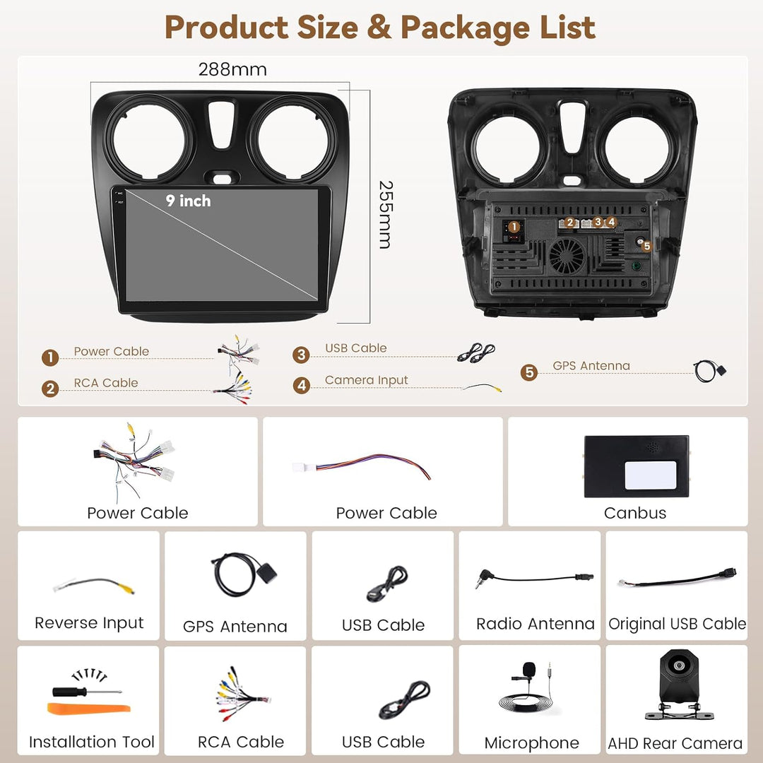 Hikity Android 15 4+64G Autoradio für Renault Lodgy 2021/Dokker 2012–2020 mit 9 Zoll Incell Touchscr