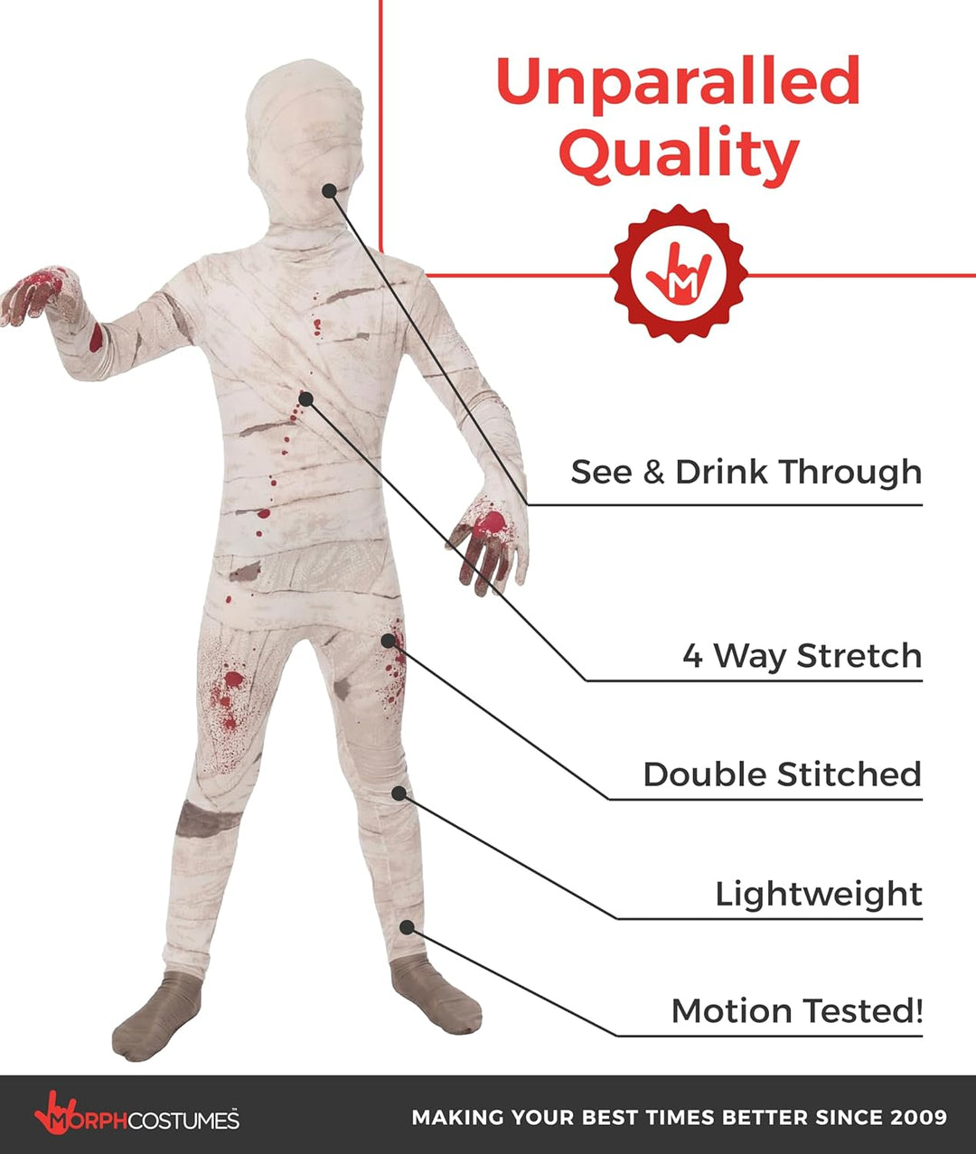 Morphsuits Kostüm Mumie Kinder, Mumien Kostüm Kinder, Halloween Kostüm Mumie Kinder, M