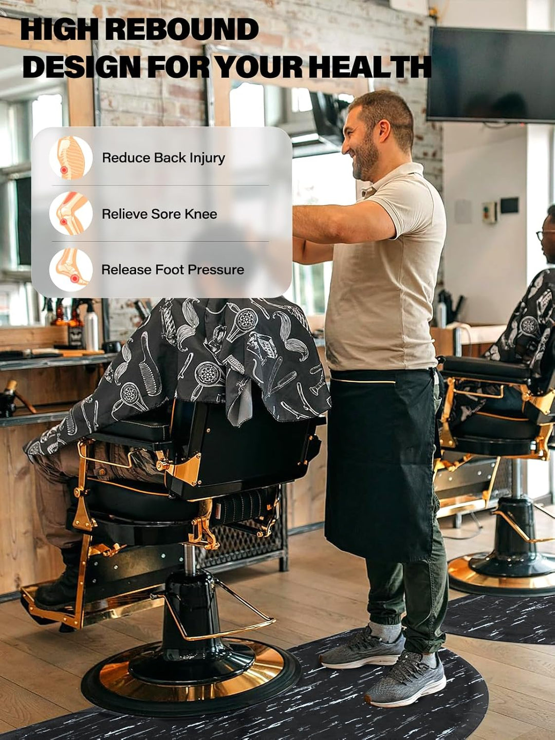 3 Fuss x 5 Fuss Salonmatte, Kalolary Marmorierung Anti Ermüdungs Salon Bodenmatte für Runde Stuhlbas