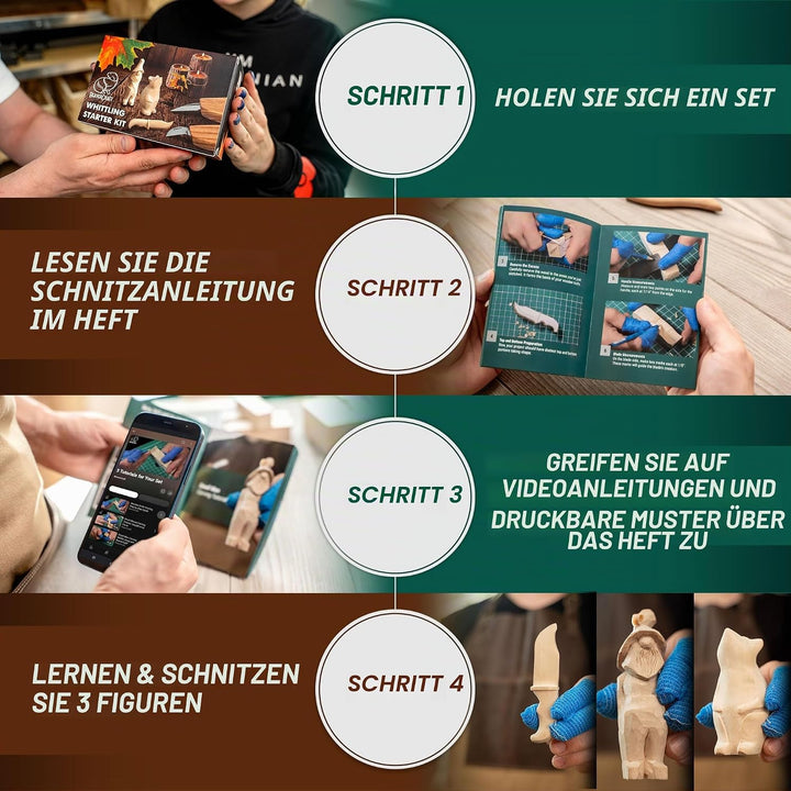 BeaverCraft Holzschnitzset S16 - Schnitzwerkzeugset - Schnitzmesserset für Anfänger - Holzschnitzmes