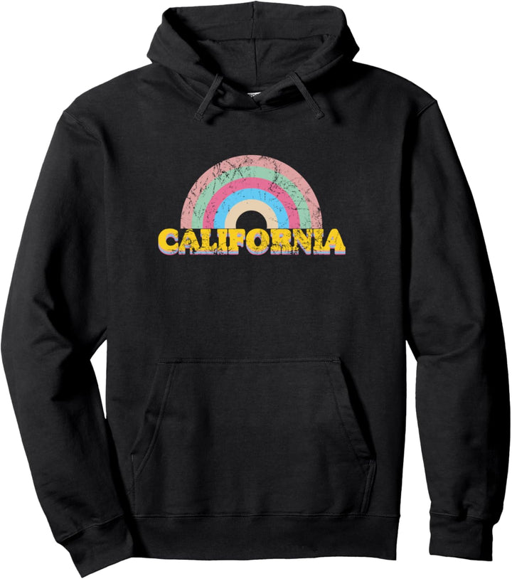 Retro California Sunshine Rainbow Pullover Hoodie