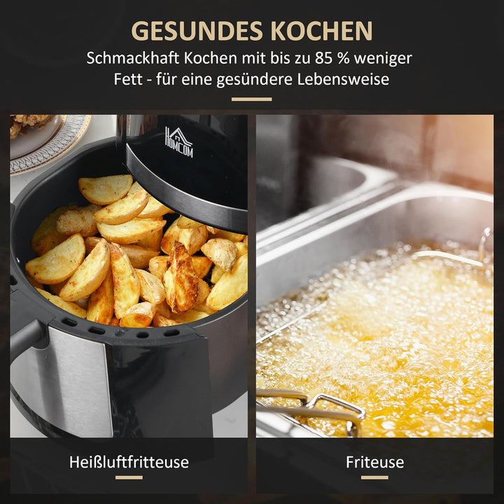 HOMCOM Heissluftfritteuse 4L Airfryer 1300W mit 12 Programmen, 60 Min Timer, antihaftbeschichtetem K