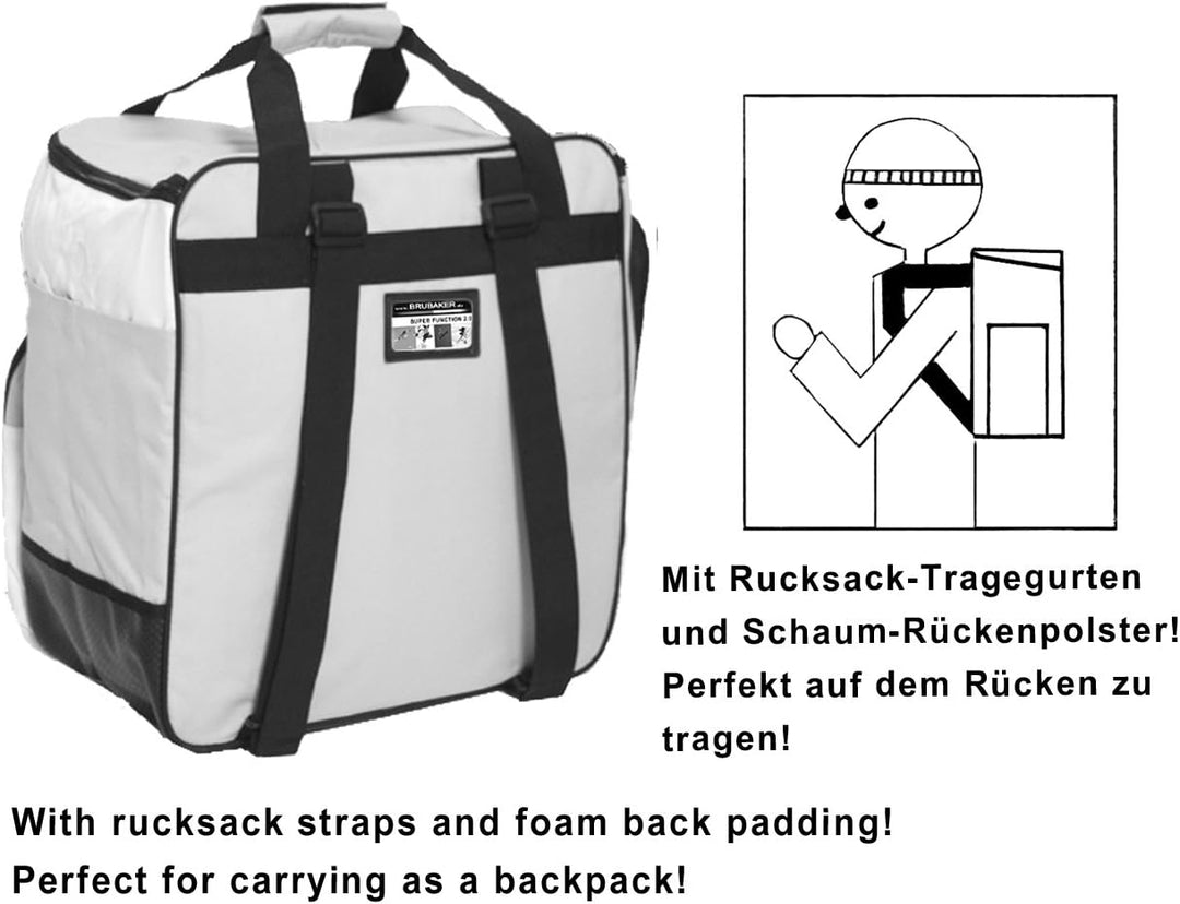 BRUBAKER SUPER Function 2.0 Skischuhtasche Helmtasche Rucksack Grün/Schwarz, Grün/Schwarz