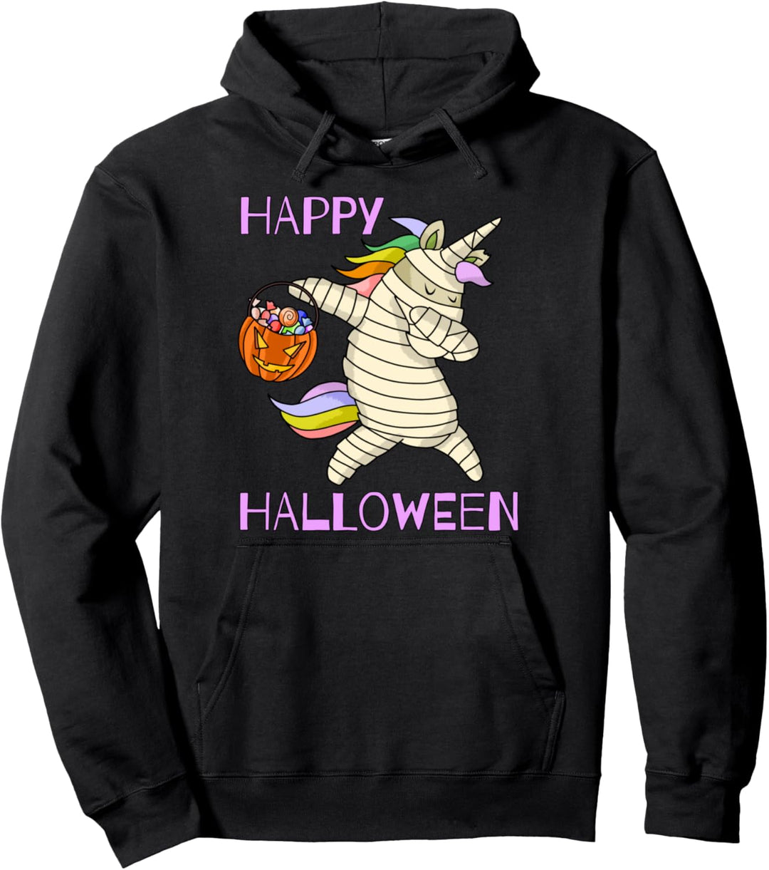 Happy Halloween Tupfende Einhorn-Mumie Kostüm Pullover Hoodie
