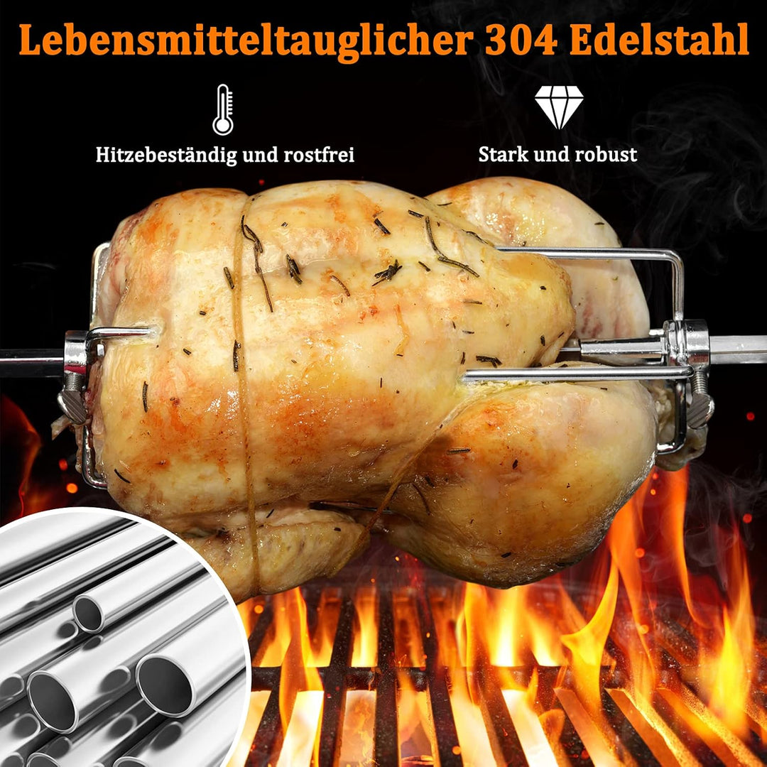 NAIZY Fleischklammer für Drehspiess Zubehör 2er Set Rostfrei Edelstahl Fleischnadel mit Feststellsch