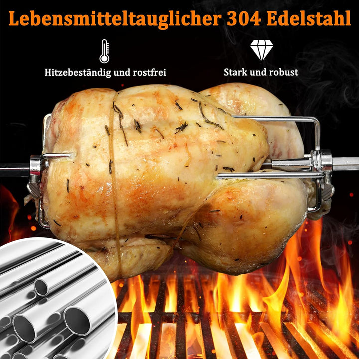 NAIZY Fleischklammer für Drehspiess Zubehör 2er Set Rostfrei Edelstahl Fleischnadel mit Feststellsch