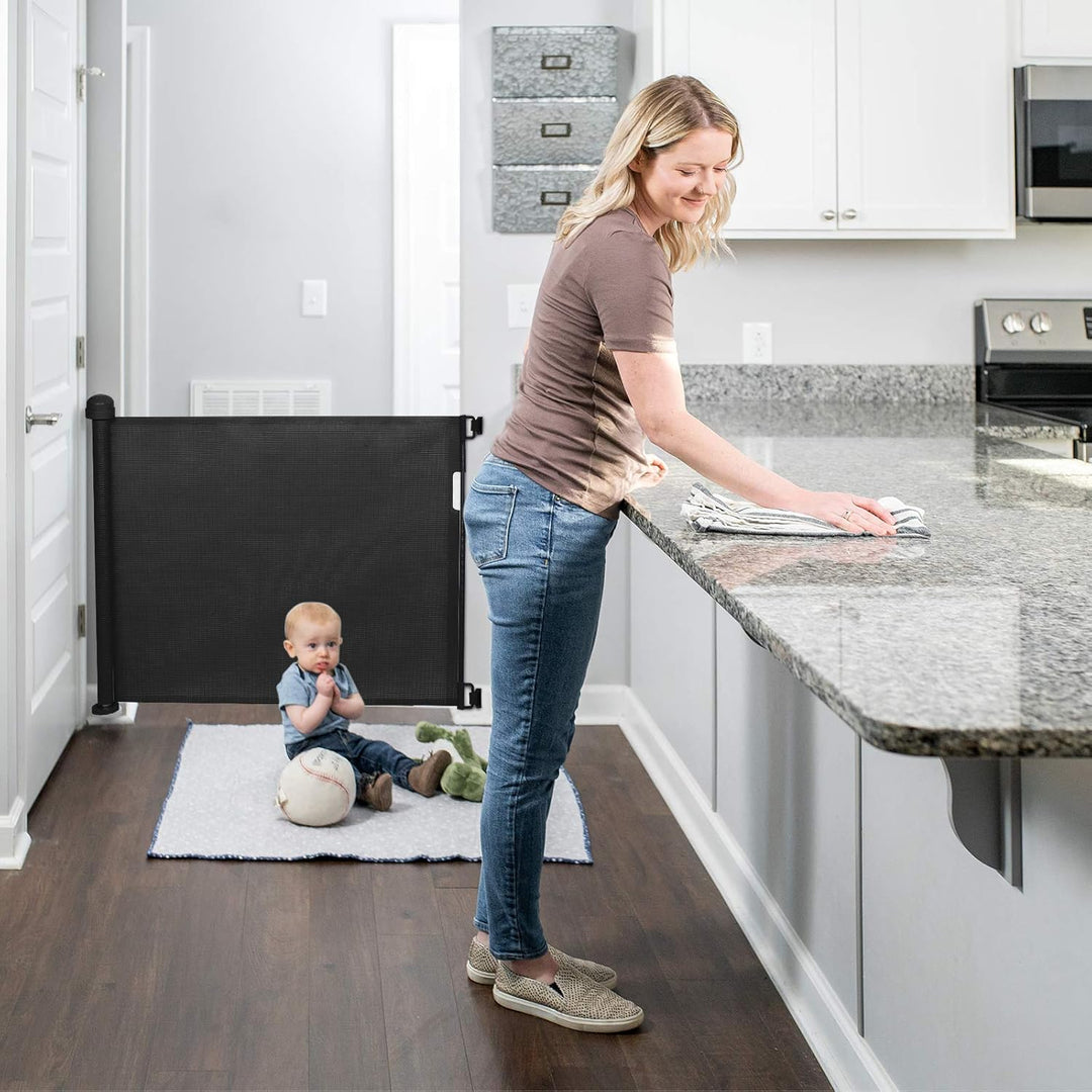 YOOFOR Treppenschutzgitter Ausziehbare für Baby und Haustier, 0-140 cm, 85 cm Hoch Baby Absperrgitte